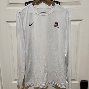 Nike Men's White Long Sleeve Dri-Fit Tee with ArizonaLogo